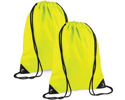 Nylon sport/zwemmen gymtas met rijgkoord - 6x - 45 x 34 cm - geel - Kinder tasjes - 12 liter