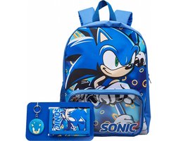 Sonic rugzak inclusief sleutelhanger en portemonnee