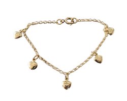 Armband hartjes 14k -goldplated- 15,5cm- kinderen- Charme Bijoux
