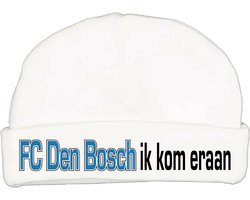 Babymutsje met de tekst: FC den Bosch ik kom eraan !