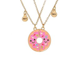 Best Friends Ketting - Donut | 2-delig | 45 + 5 cm | Bijoux/Messing | Fashion Favorite