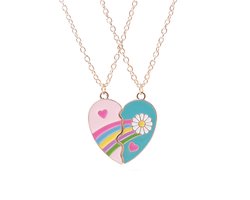 Best Friends Ketting - Hartje | 2-delig | 45 + 5 cm | Bijoux/Messing | Fashion Favorite