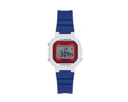 Daniel Klein DK.2326-4 - Horloge - Polshorloge - Digitaal - Afgerond Achthoek - Kinderen - Kunststof band - ABS - Alarm- Datumaanduiding - Achtergrondverlichting - Start-Stop - Moduswissel - Chronograaf - Donkerblauw - Rood - Wit - Zilverkleurig