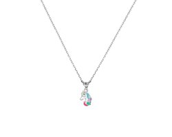 Ketting - Anker Collier met Eenhoorn - Zilver - 1.1 mm 36 + 4 cm - Gerhodineerd zilver
