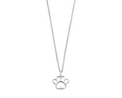 Ketting - Anker Collier met Hondenpootje - Zilver - 1.2 mm 36 + 3 cm - Gerhodineerd zilver