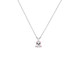 Ketting - Anker Collier met Panda - Zilver - 1.1 mm 36 + 4 cm - Gerhodineerd zilver