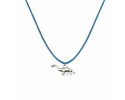 Ketting-Dinosaurus - Blauw- 45 cm- Charme Bijoux