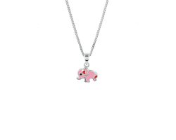 Ketting - Gourmette Collier met Olifant - Zilver - 1.4 mm 36 + 4 cm - Gerhodineerd zilver