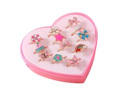 Kinder Ringen Set 12 Stuks - Flower / Multi | Verstelbaar | Bijoux/Messing |