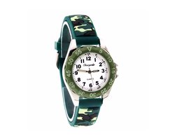 Kinderhorloge - Army Groen/Wit | Camouflage/Leger | Kunststof/Siliconen