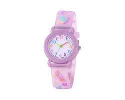 Kinderhorloge - Vlinder Lila | Siliconen | Ø 30 mm | Fashion Favorite