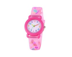 Kinderhorloge - Vlinder Roze | Siliconen | Ø 30 mm | Fashion Favorite