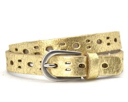 Kinderriem meisje 20430 Fashion riem perfo metallic - goud - maat 75 - Totale lengte circa 90cm