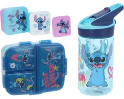 Lilo & Stitch Lunchset - Broodtrommel - Drinkfles - 3 snackdoosjes - Roze