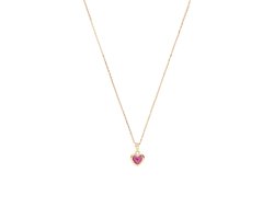 Lucardi Kinder 14 karaat ketting hart roze zirkonia - Ketting - 14 Karaat Goud - Goud - 38 cm