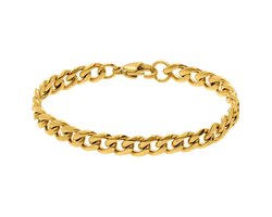 Lucardi - Kinder Stainless steel goldplated kinder schakelarmband - Armband - Staal - Goudkleurig - 16 cm