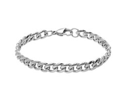 Lucardi - Kinder Stainless steel kinder schakelarmband - Armband - Staal - Zilverkleurig - 19 cm