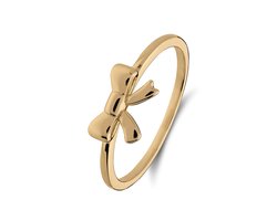 Lucardi Kinder Zilveren goldplated ring met strik - Ring - 925 Zilver - Goudkleurig - 16.50 / 52 mm