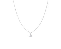 Lucardi Kinder Zilveren ketting met hanger hart zirkonia - Ketting - 925 Zilver - Zilverkleurig - 40 cm