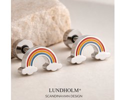 Lundholm Regenboog Oorknopjes Meisjes – Premium Stainless Steel Zilver kleurig – Oorbellen Meisje – Kinder Oorbellen Regenboog – Hypoallergeen & Waterproof – Luxe Cadeau voor Meisjes – Inclusief Luxe Geschenkverpakking