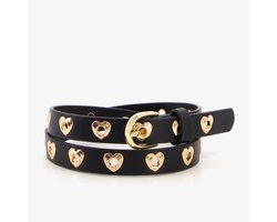 Meisjes riem zwart met hartjes - Maat 65