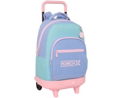 Schoolrugzak met Wielen Munich Mellow Blauw Roze Hemelsblauw 33 x 45 x 22 cm
