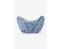 Sissy-Boy - Blauwe denim crossbody tas met hartjes