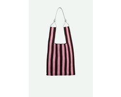 Sticky SIS - market bag | knitted stripes | chocolate + bubblegum
