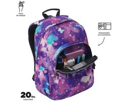 Totto - schooltas 20L - Acuarele - roze met vlindermotief