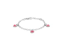 Zilveren armband emaille hartjes 13 - 15 cm 1341817