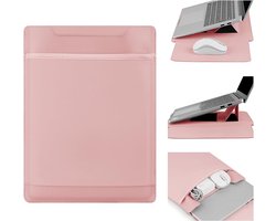 15/16inch Laptophoes - Laptop tas - met standaard - PU-Lederen - Duurzaam - Multifunctioneel - Waterafstotend - draagbare - geschikt voor 15 inch laptop en 16 Inch laptop - roze