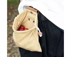 2-Pack opvouwbare gewaxte canvas plukzak - Handsfree heuptas voor wandelen en kamperen - Waterdichte tactische paddenstoelen- en bessenzak - Beige