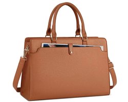 Aktetas - Laptoptas - Dames aktetas - Handtas - Schoudertas - 16 inch - Zakelijke Tas - Dames handtas - Camel