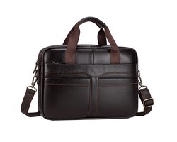 Aktetas - Laptoptas - Schooltas - Schoudertas - Leder - Bruin