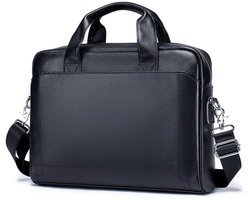 Aktetas - Laptoptas - Schooltas - Schoudertas - Leder - Zwart