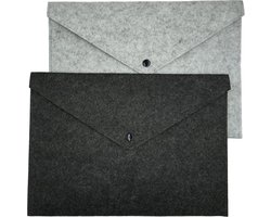 Aktetas Vilt - 2 Stuks - Lichtgrijs & Donkergrijs - Documenten Houder A4 - Laptopsleeve - Documentenmap - Documententas - Sleeve voor Documenten