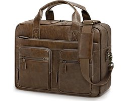 Bag voor Mannen - PU Vegan Lederen - Computer Laptop Tas 15,6 Inch - Waterdichte Aktetassen voor Mannen - Retro Heren Aktetas Satchel Tas - Tas voor Werk Kantoor Zaken Reizen