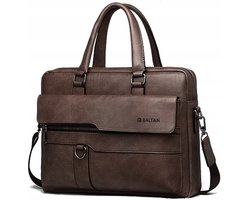 Baltan Leren Aktetas - Laptoptas - Tot 16 inch - Donkerbruin - 10L - 38 X 29 X 10 CM