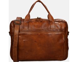 Bear Design Cow Lavato Leren Laptoptas - 17 inch - Cognac