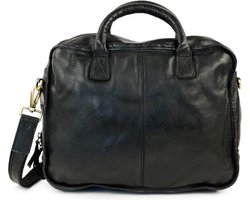 Bear Design Roman Leren Aktetas / Laptoptas - 14 inch - Zwart