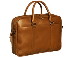 Bèlfort Laptoptas Bruin Leer - 15.6 inch - Laptop Aktetas - 100% Lederen Werk Tas - Zakelijk - Met Schouderband en Extra Laptop Vak - Tijdloos Design - 15 inch t/m 16 inch laptop