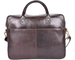 Beocca - Leren laptoptas 15" - Mason - Plantaardig gelooid leer - Donkerbruin - YKK ritssluiting