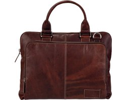 Blucactus Leer Laptoptas 14-15 Inch- kantoortas- Messenger/Laptop Bag- Schoudertas Heren- Bruin/Brown-LB1005BR