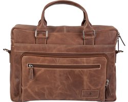 Blucactus Leer Laptoptas 15 Inch- kantoortas- Messenger/Laptop Bag- Schoudertas Heren-Light bruin/Light Bruin- OB1001BR