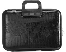 Bombata Shiny Cocco 15 inch Laptoptas - Dames - 15,6 - Glimmende Krokoprint - Zwart