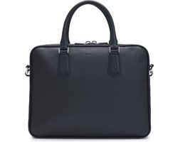 BOSS Leren Business tas Laptoptas met laptopvak New Crosstown Document Case Black Zwart