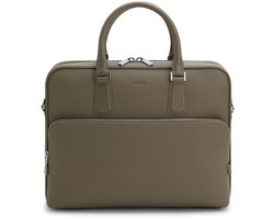BOSS Leren business tas schoudertas New Crosstown Document Case Open Brown Taupe