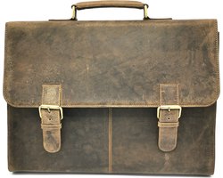Boutique Trukado - Leren Vintage Laptoptas XL - 17 inch - buffelleer - (bxhxd) ca. 45cm x 32cm x 8cm