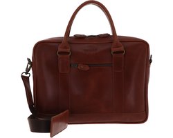 BUCKLE & SEAM Leren Business tas Laptoptas met laptopvak Everett Dot Business Bag Cognac Bruine