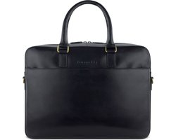 bugatti Leren Afzonderlijke gevallen Laptoptas met laptopvak Briefcase Black Zwart